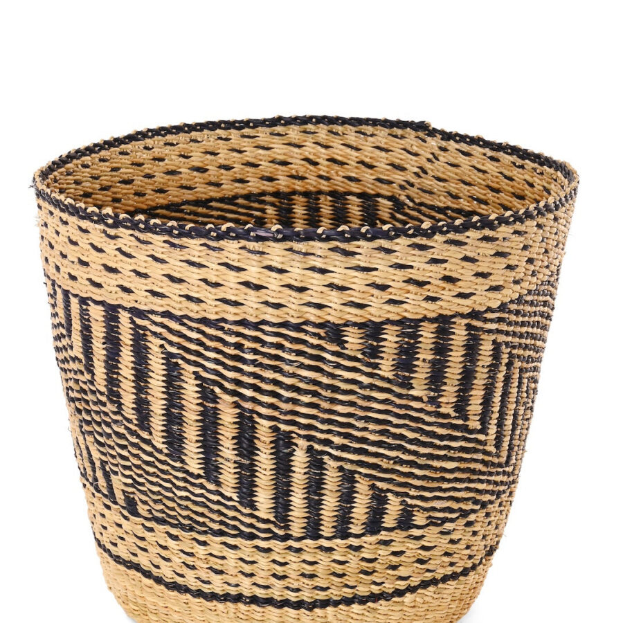 Inky and Natural Woven Basket Basket