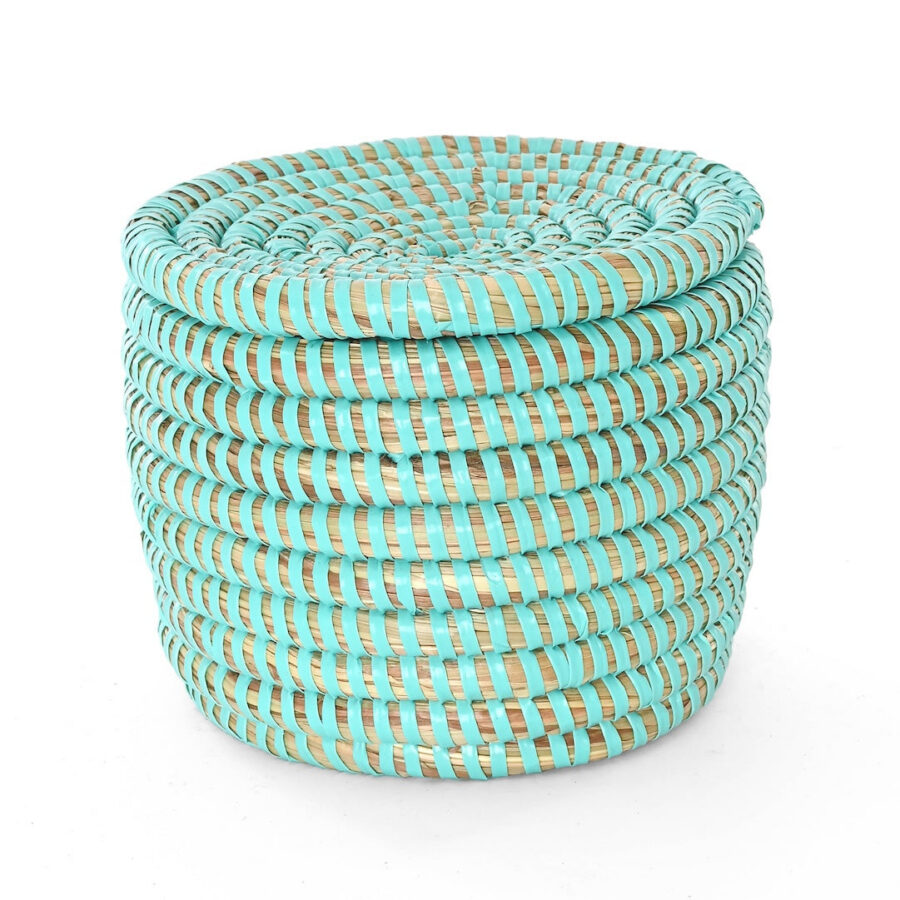 Aqua Mini Flat Top Trinket Basket