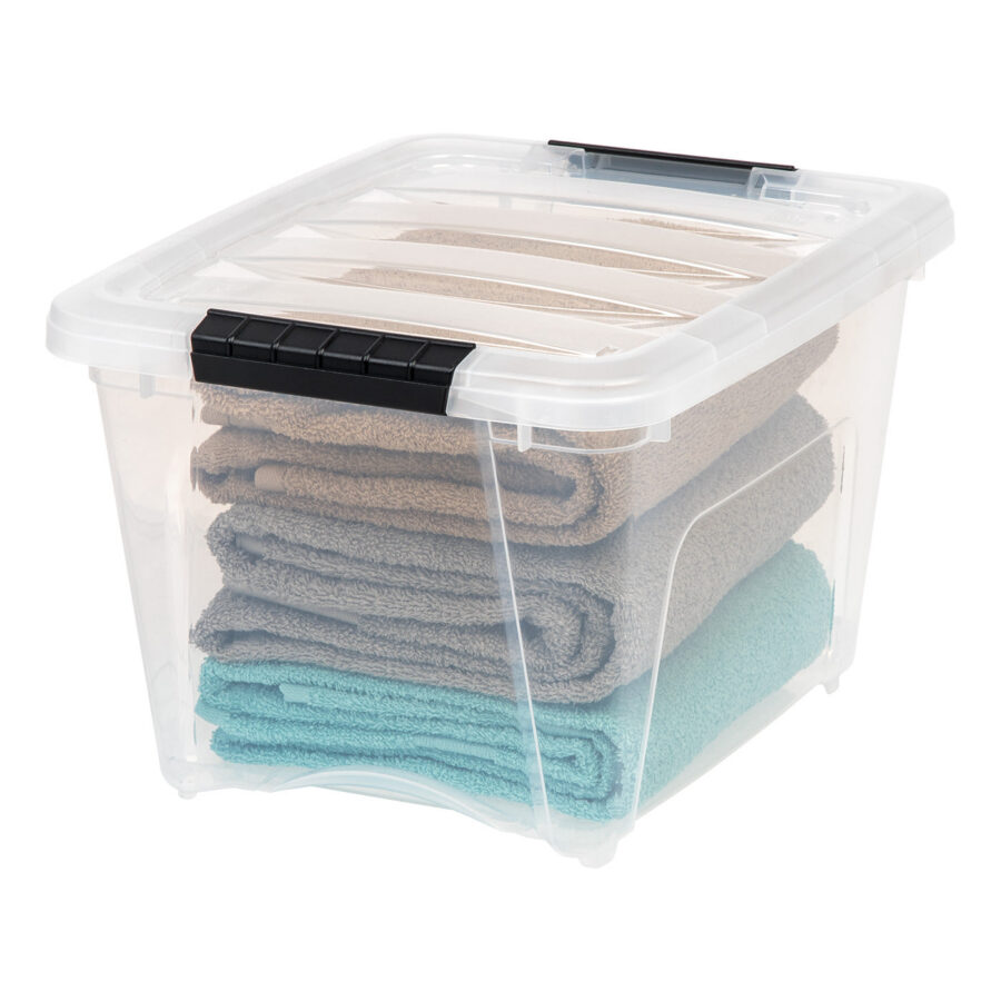 Stackable Lidded Plastic Storage Container 19 Quart 4 Pack