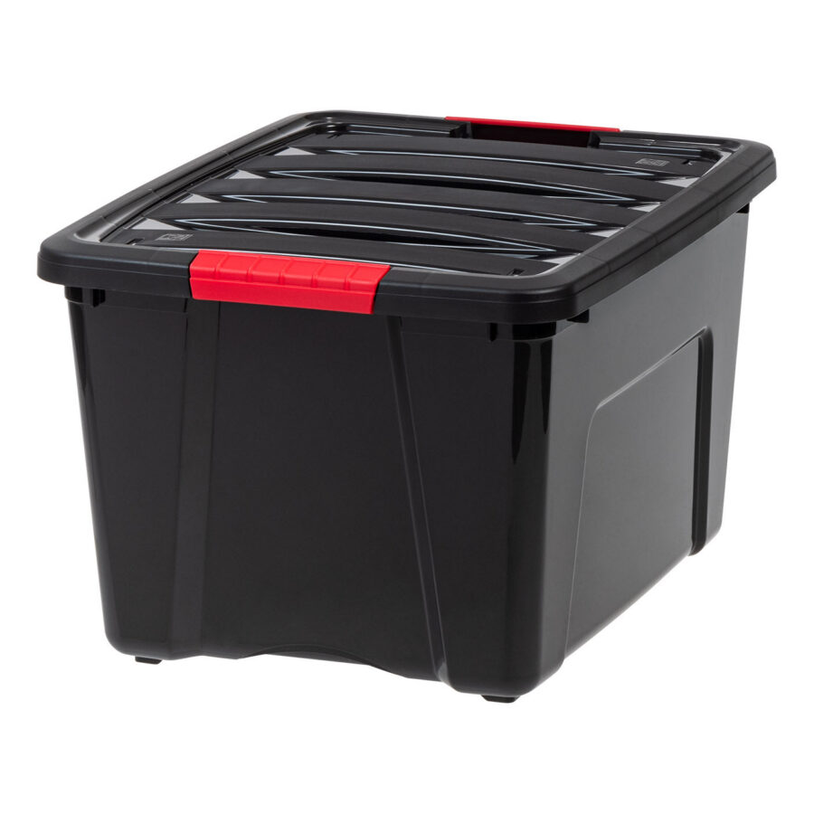 Stackable Lidded Plastic Storage Container 40 Quart 6 Pack