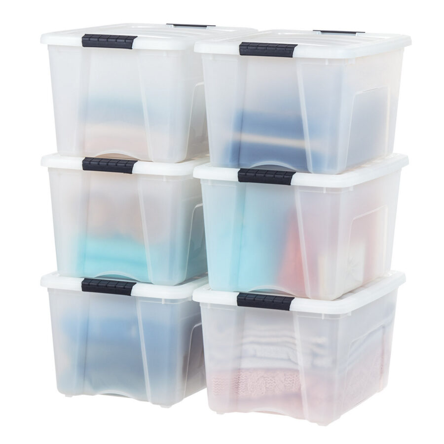 Compact Stackable Lidded Plastic Storage Container 40 Quart 6