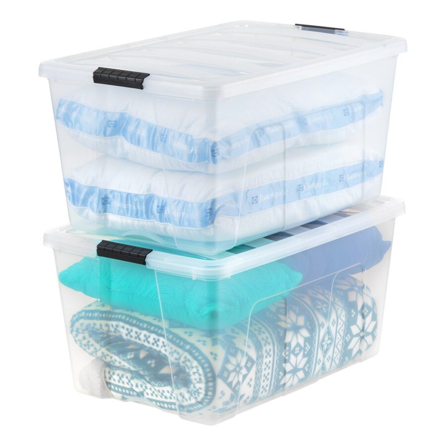 Stackable Lidded Plastic Storage Container 94 Quart