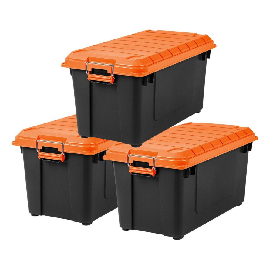 Heavy Duty Stackable Lidded Plastic Storage Container 43 Gallon