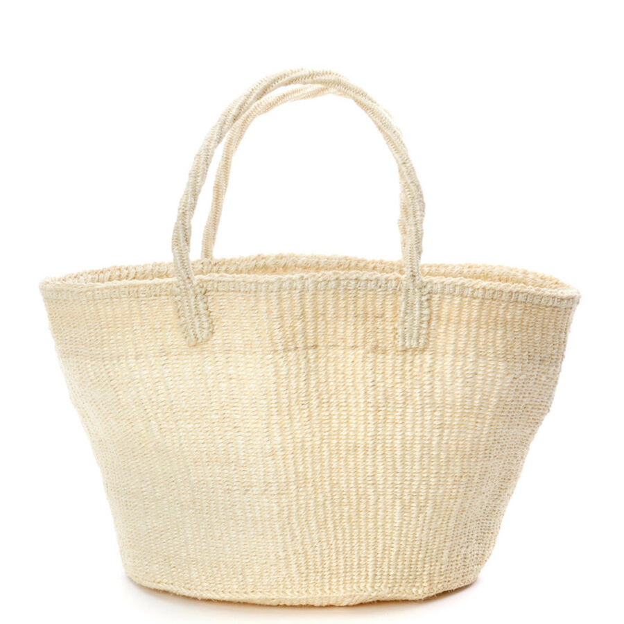 Classic Sisal Grass Tote in Linen White