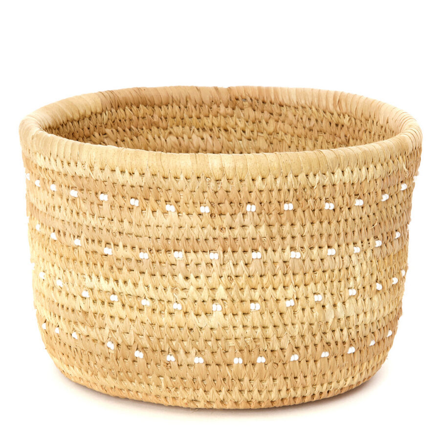 Beaded Camel Milking Baskets with White Beaded Dots