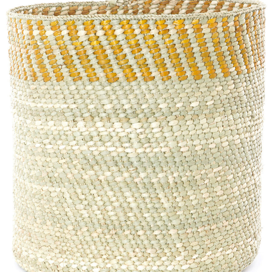 Yellow & Natural Woven Grass Baskets