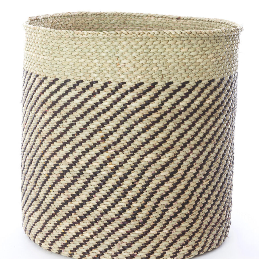 Grass Reed Baskets with Diagonal Black Stripes